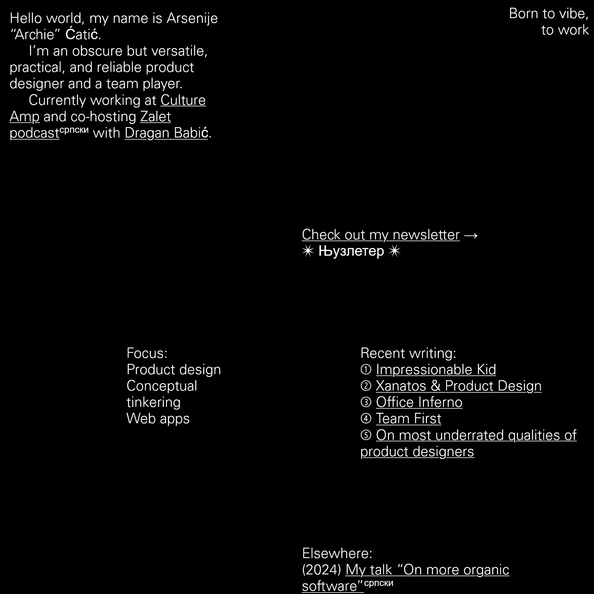 Screenshot of Arsenije “Archie” Catic