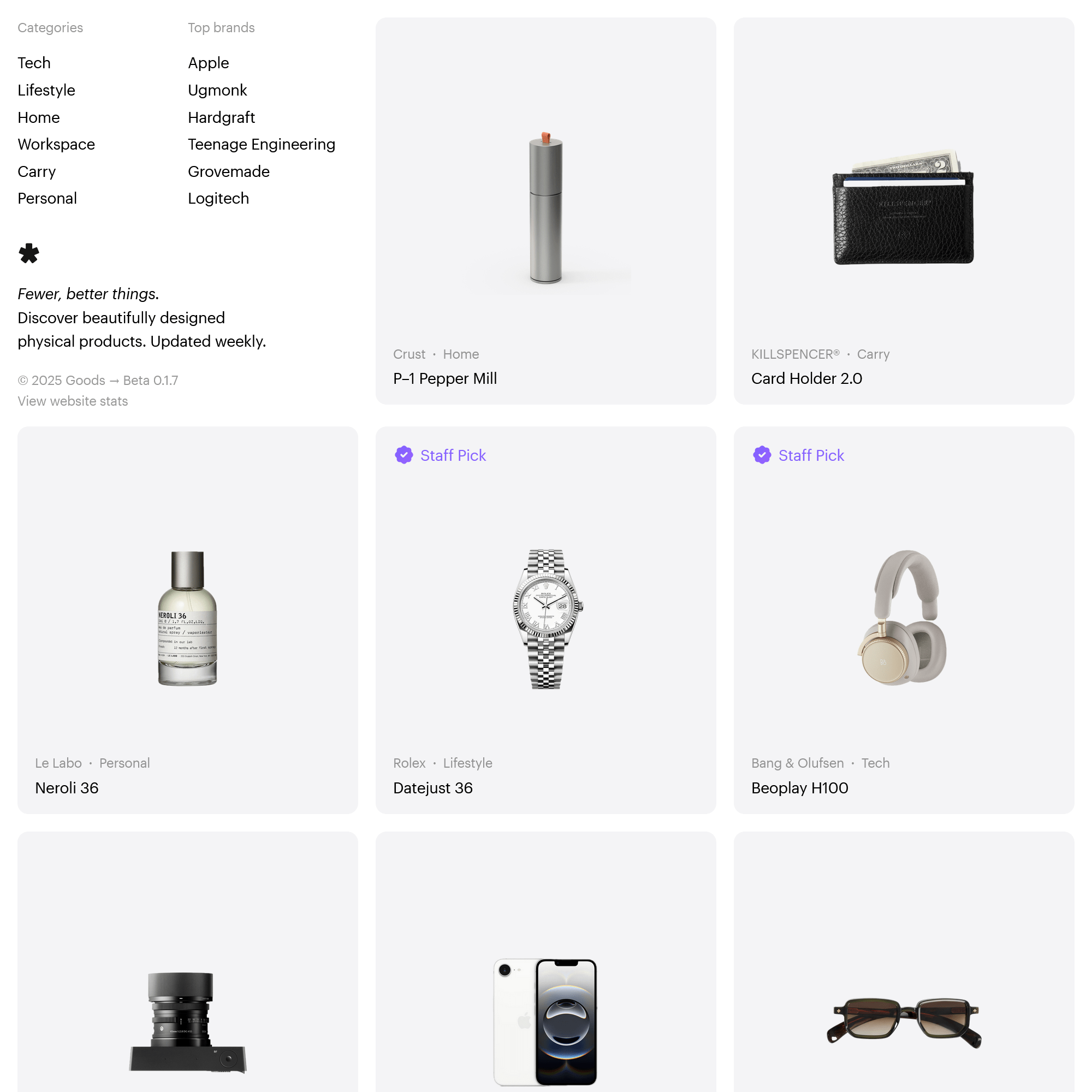 Screenshot of Goods