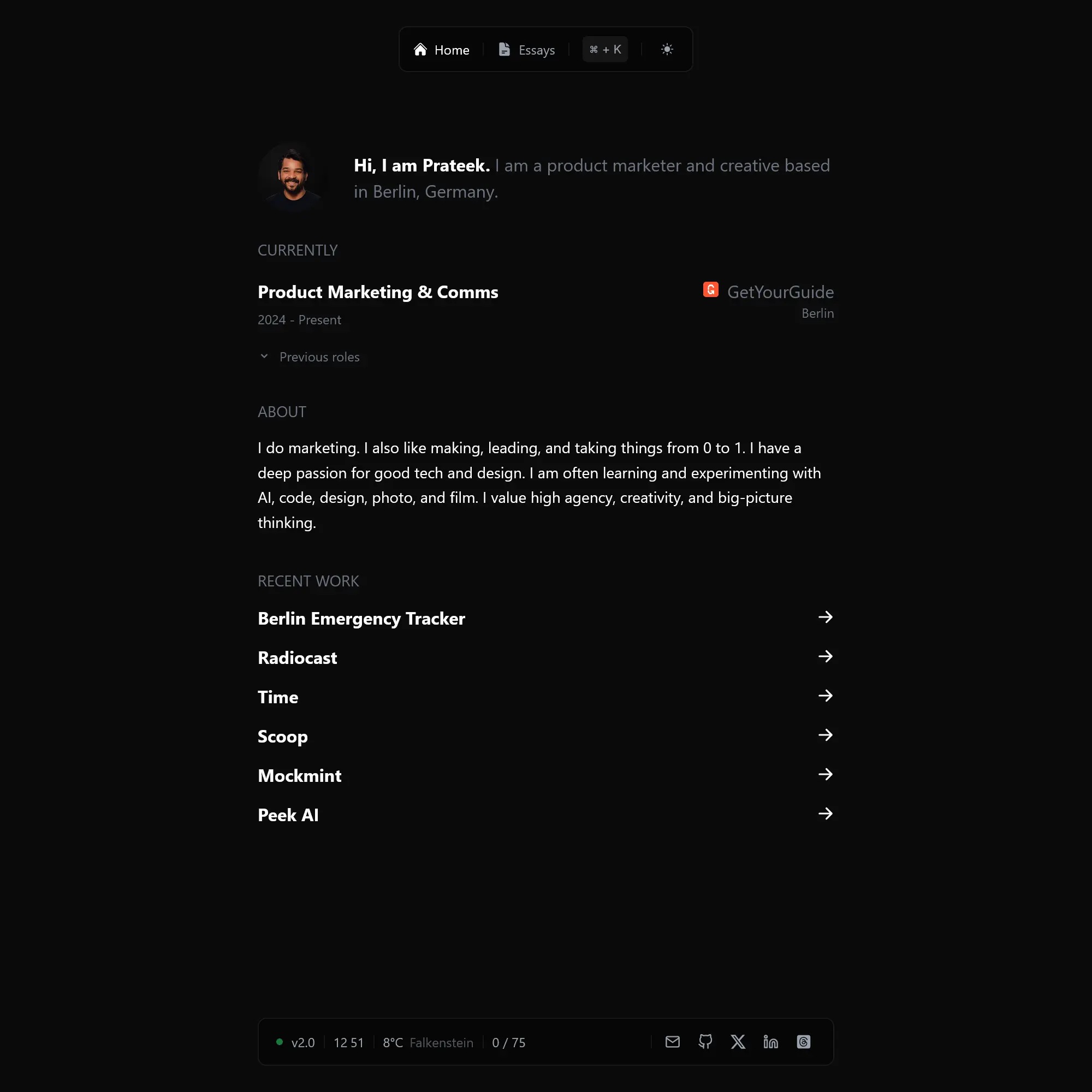 Screenshot of Prateek Keshari