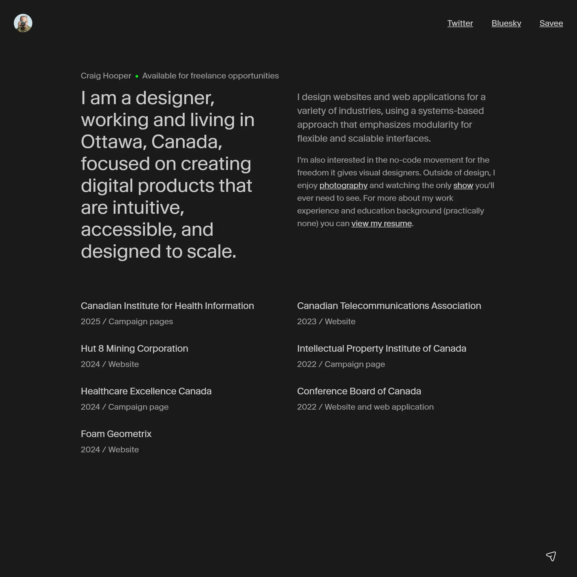 Screenshot of Craig Hooper