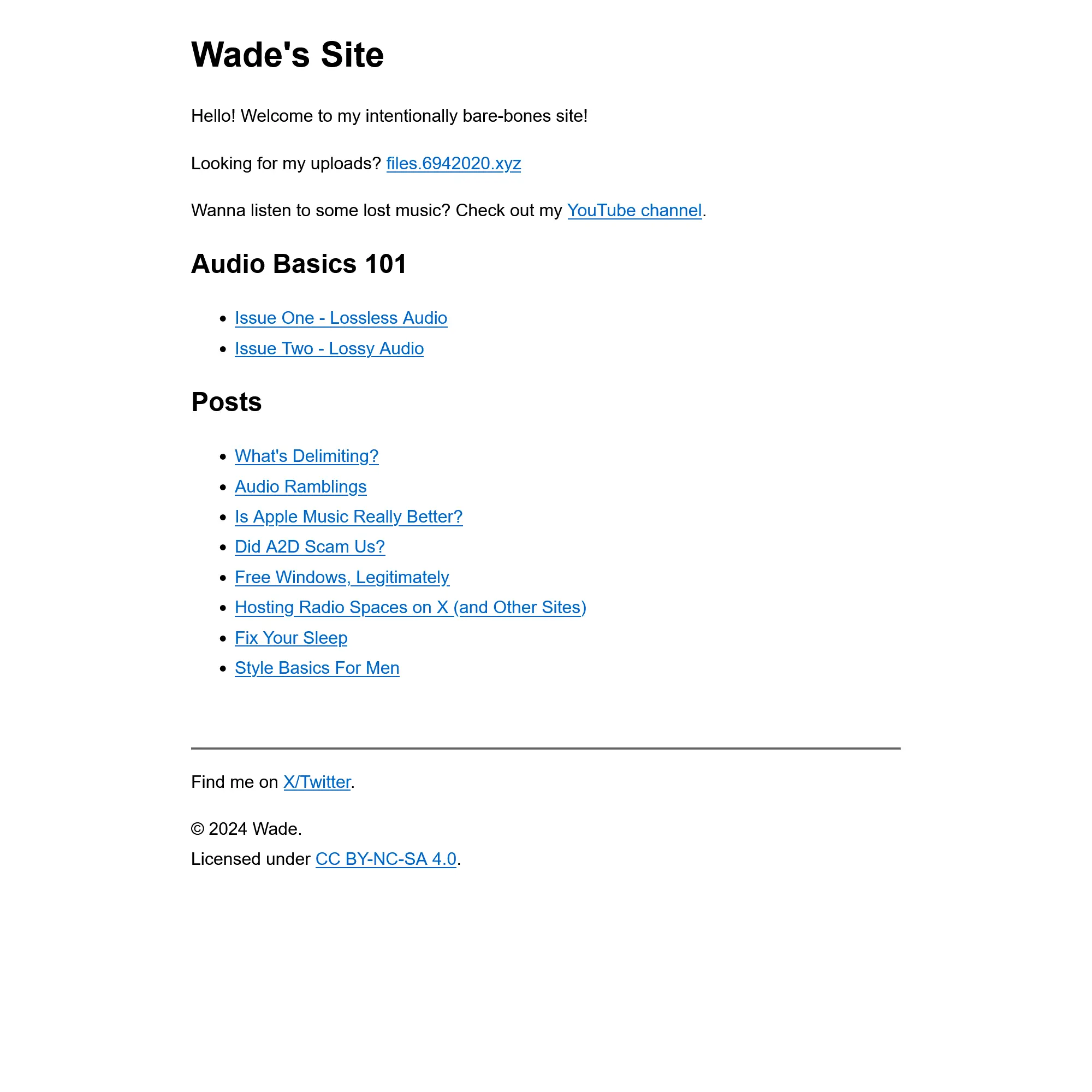Screenshot of Wade's Site