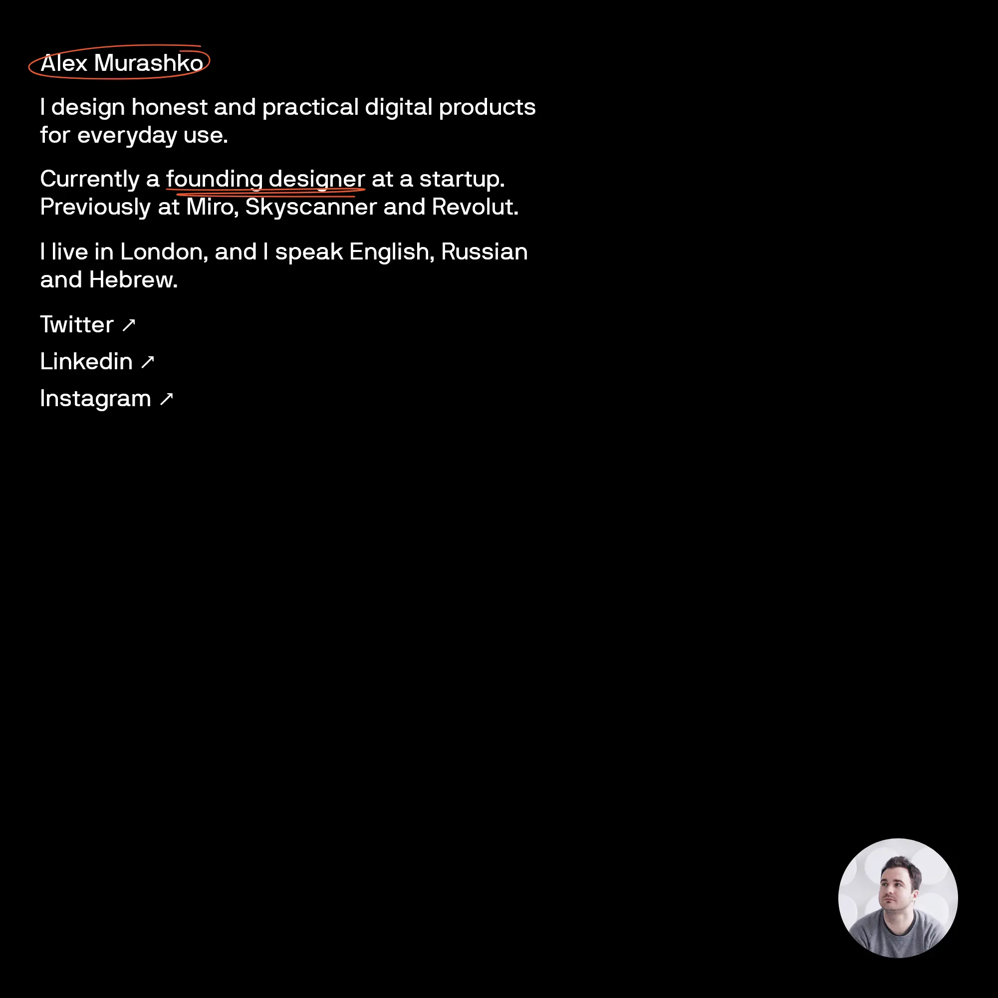 Screenshot of Alex Murashko