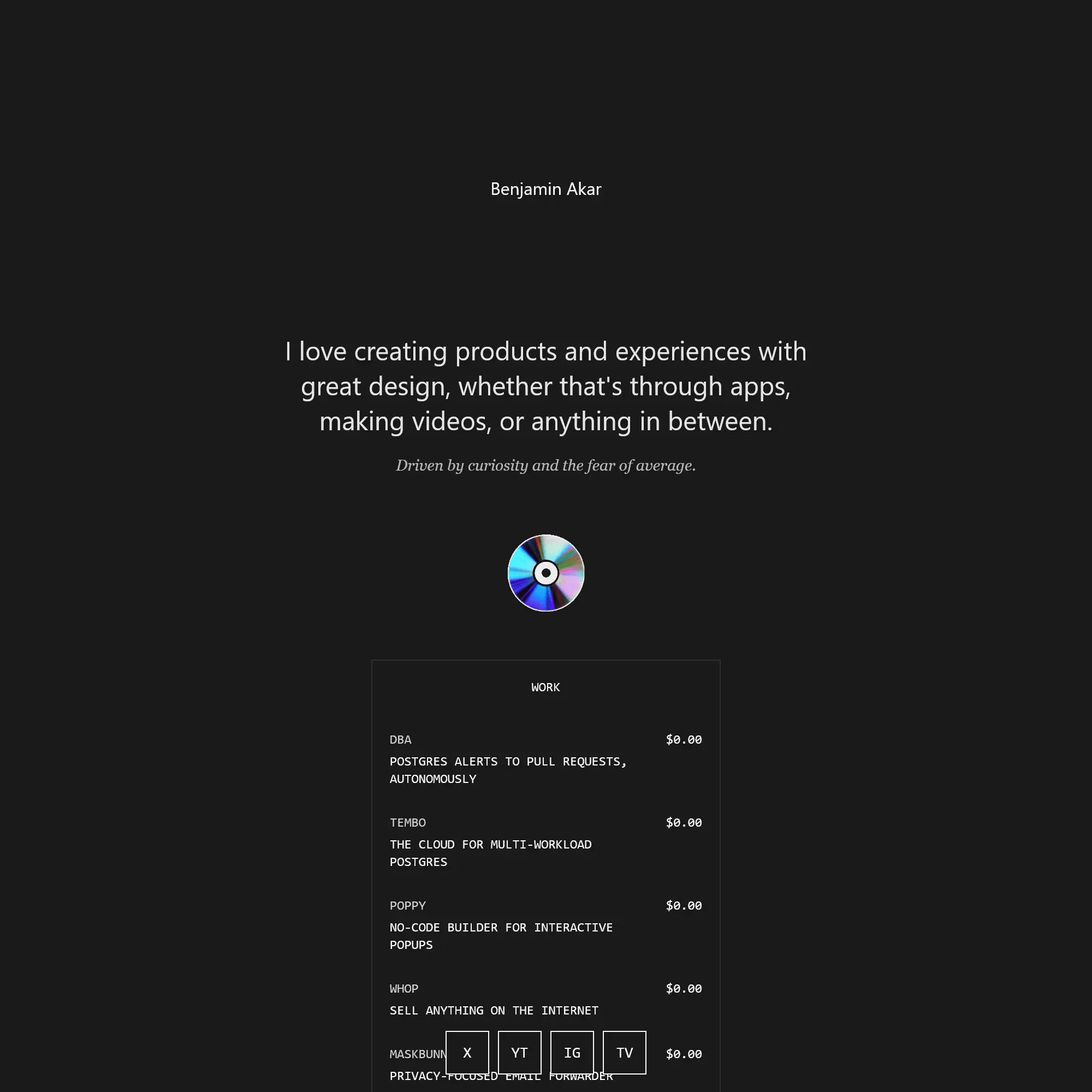 Screenshot of Benjamin Akar