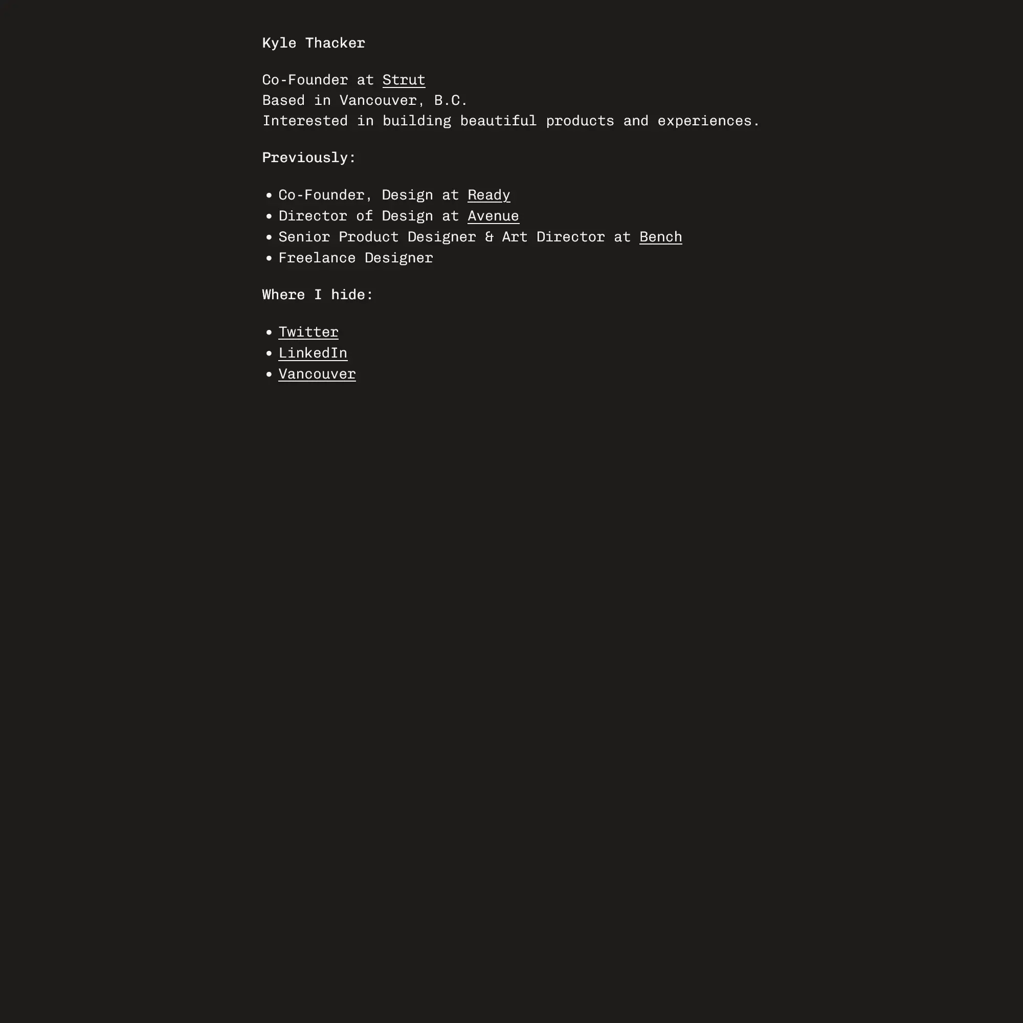 Screenshot of Kyle Thacker