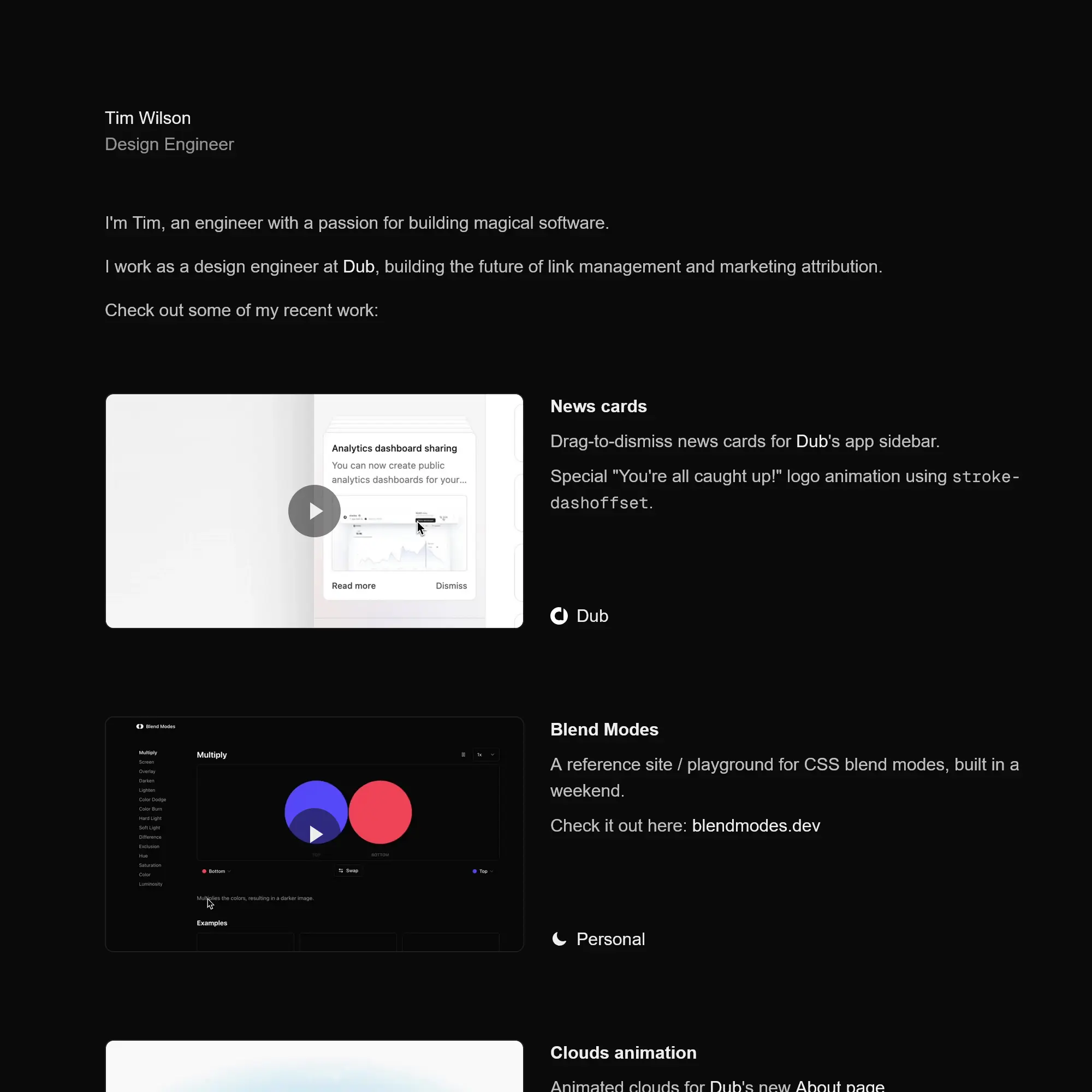 Screenshot of Tim Wilson