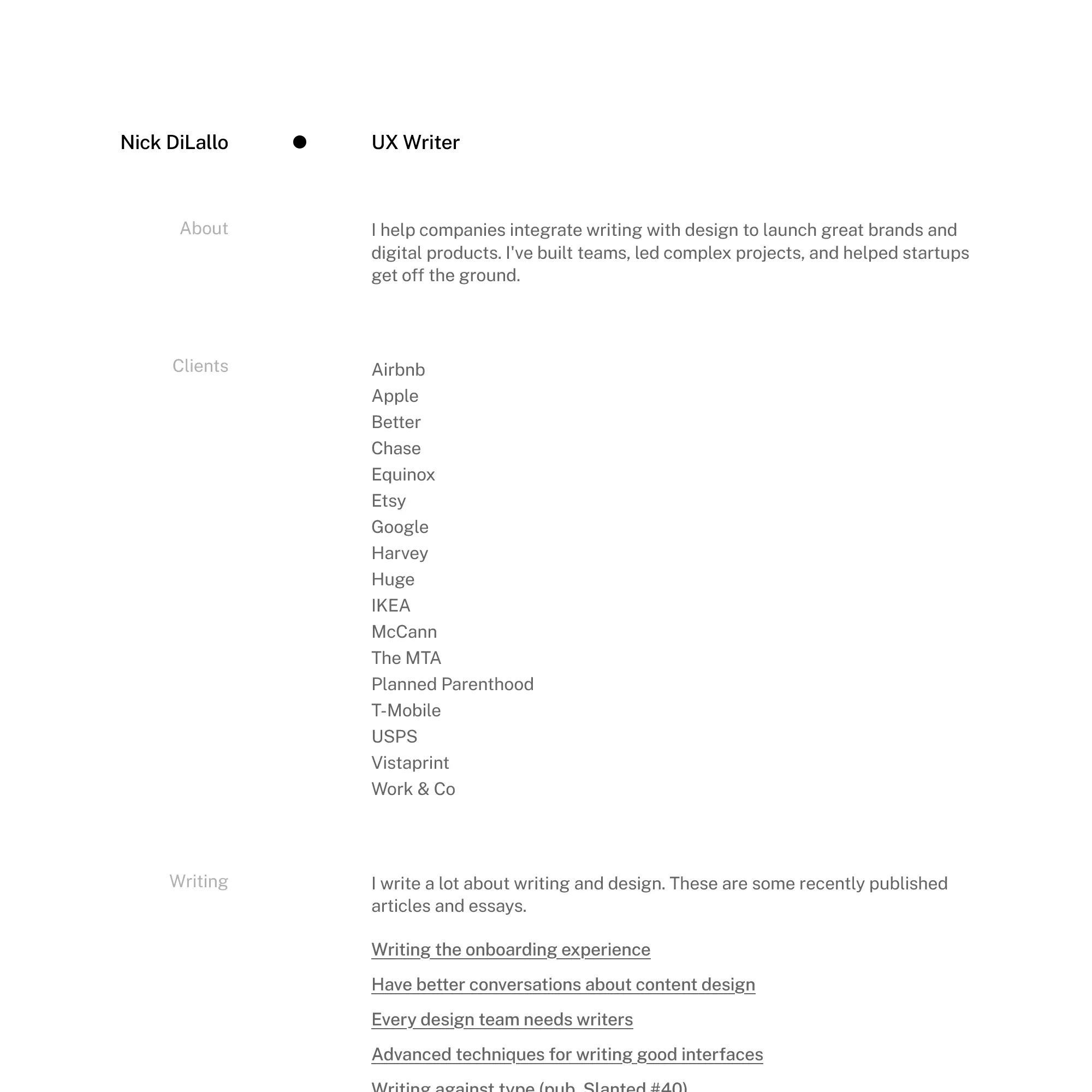 Screenshot of Nick DiLallo