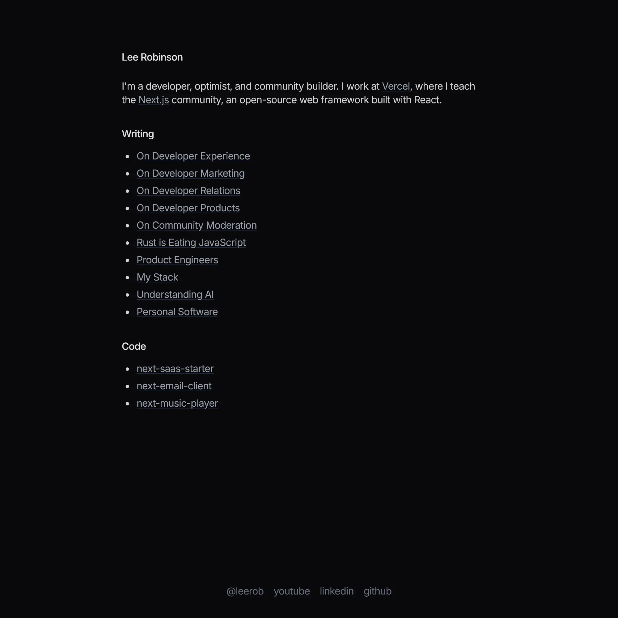 Screenshot of Lee Robinson