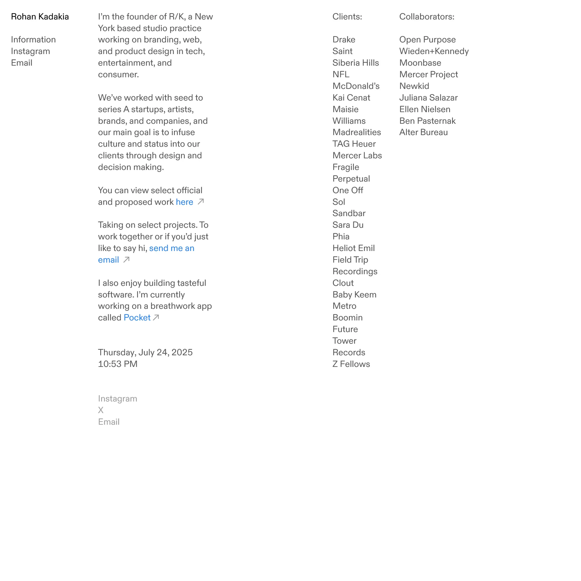 Screenshot of Rohan Kadakia