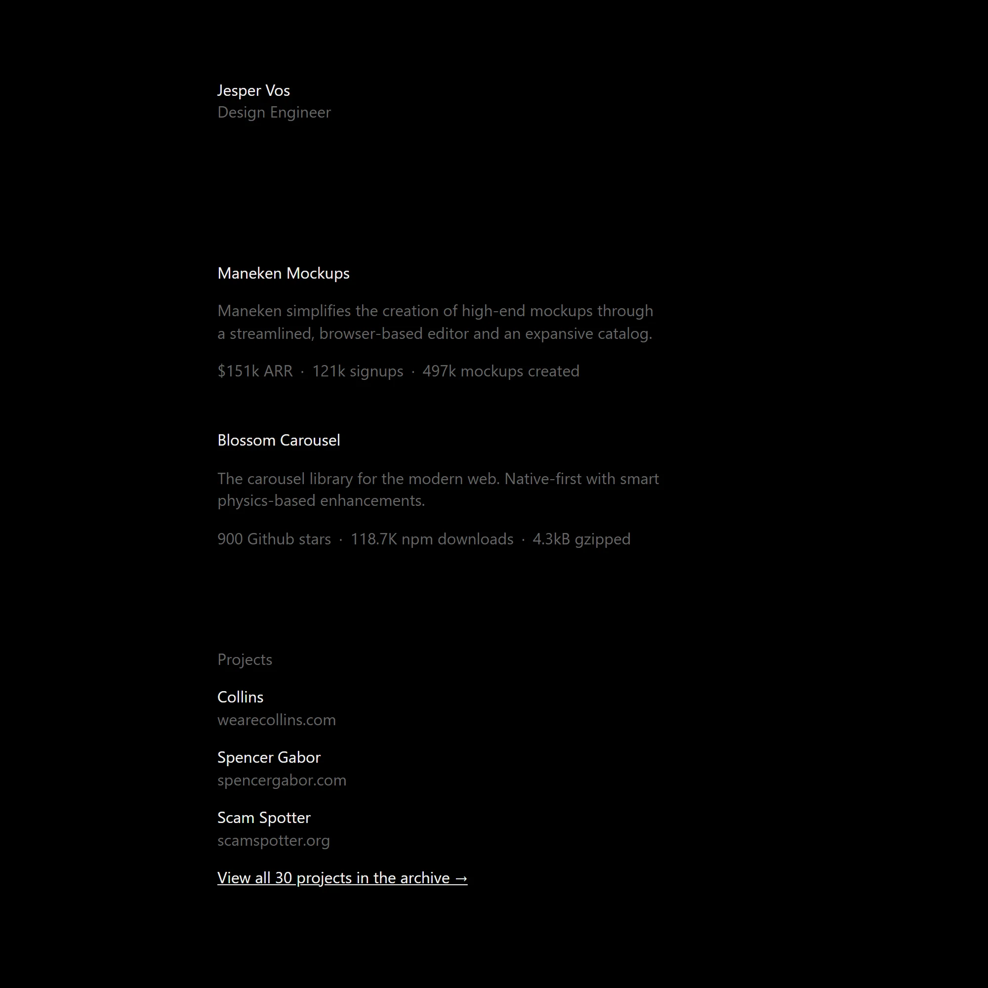 Screenshot of Jesper Vos