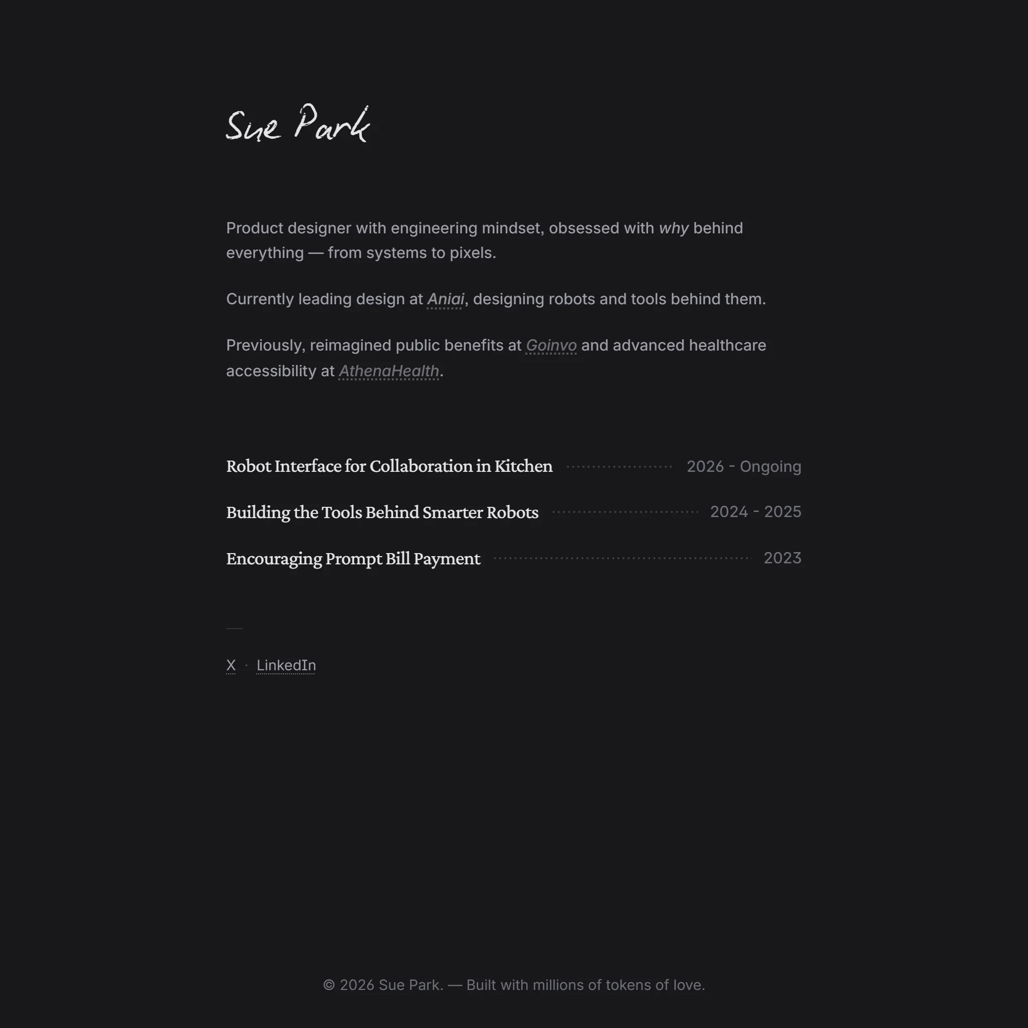 Screenshot of Sue Park