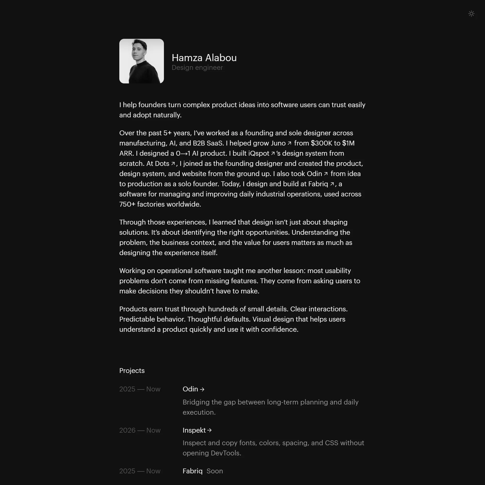 Screenshot of Hamza Alabou
