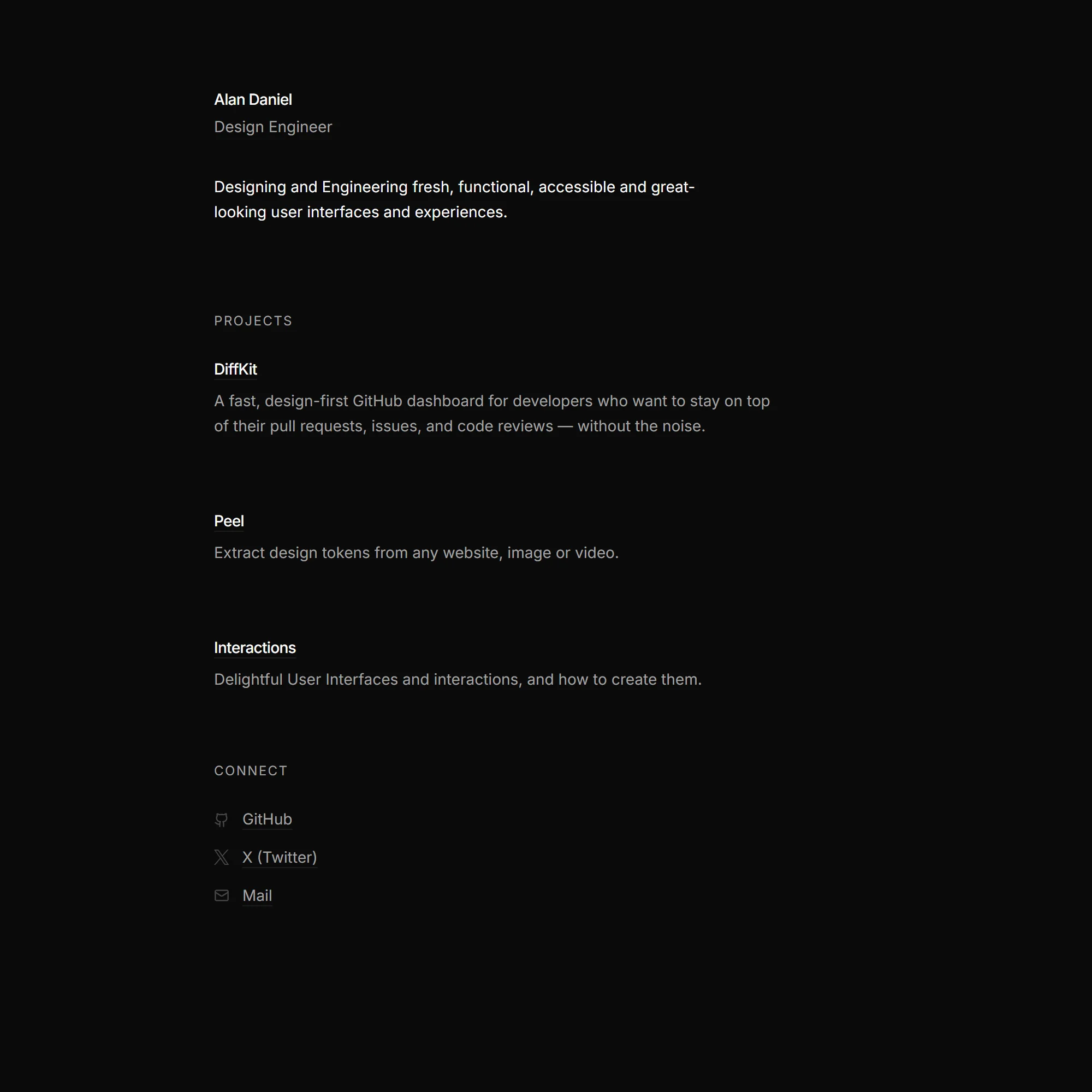 Screenshot of Alan Daniel