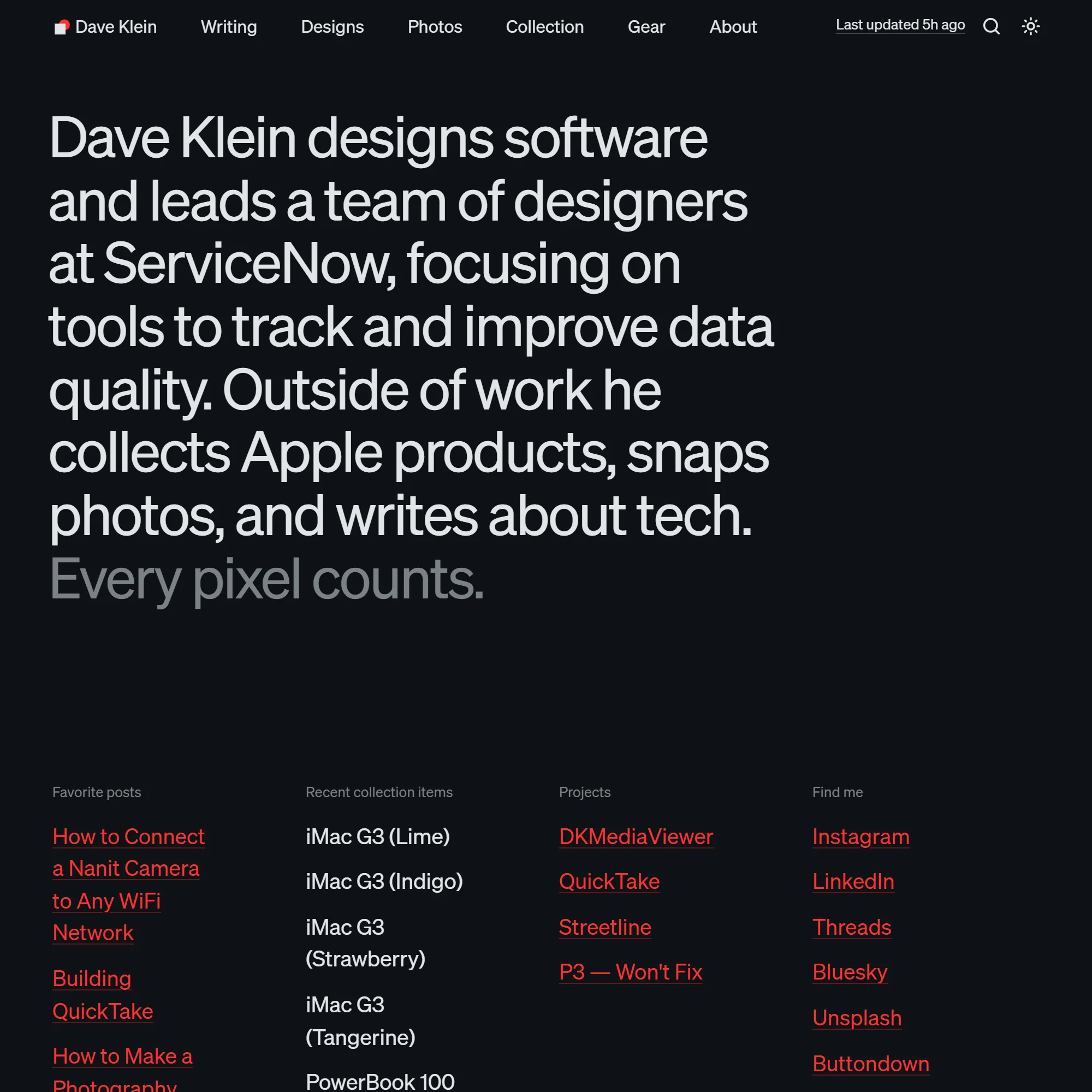 Screenshot of Dave Klein